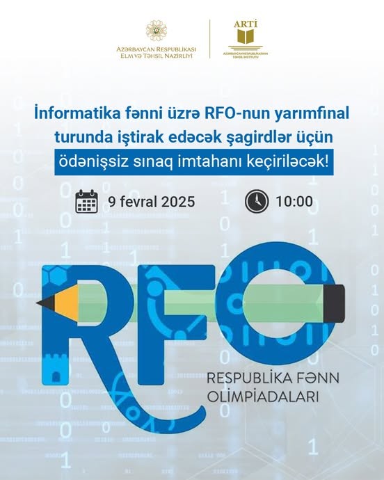 RFO-nun yarımfinal turunda iştirak edəcək şagirdlər üçün sınaq imtahanı keçiriləcək!